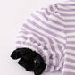 Purple Halloween Spider Embroidery Stripe Ruffle Bubble