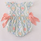 Green Bow Print Embroidery Ruffle Bubble