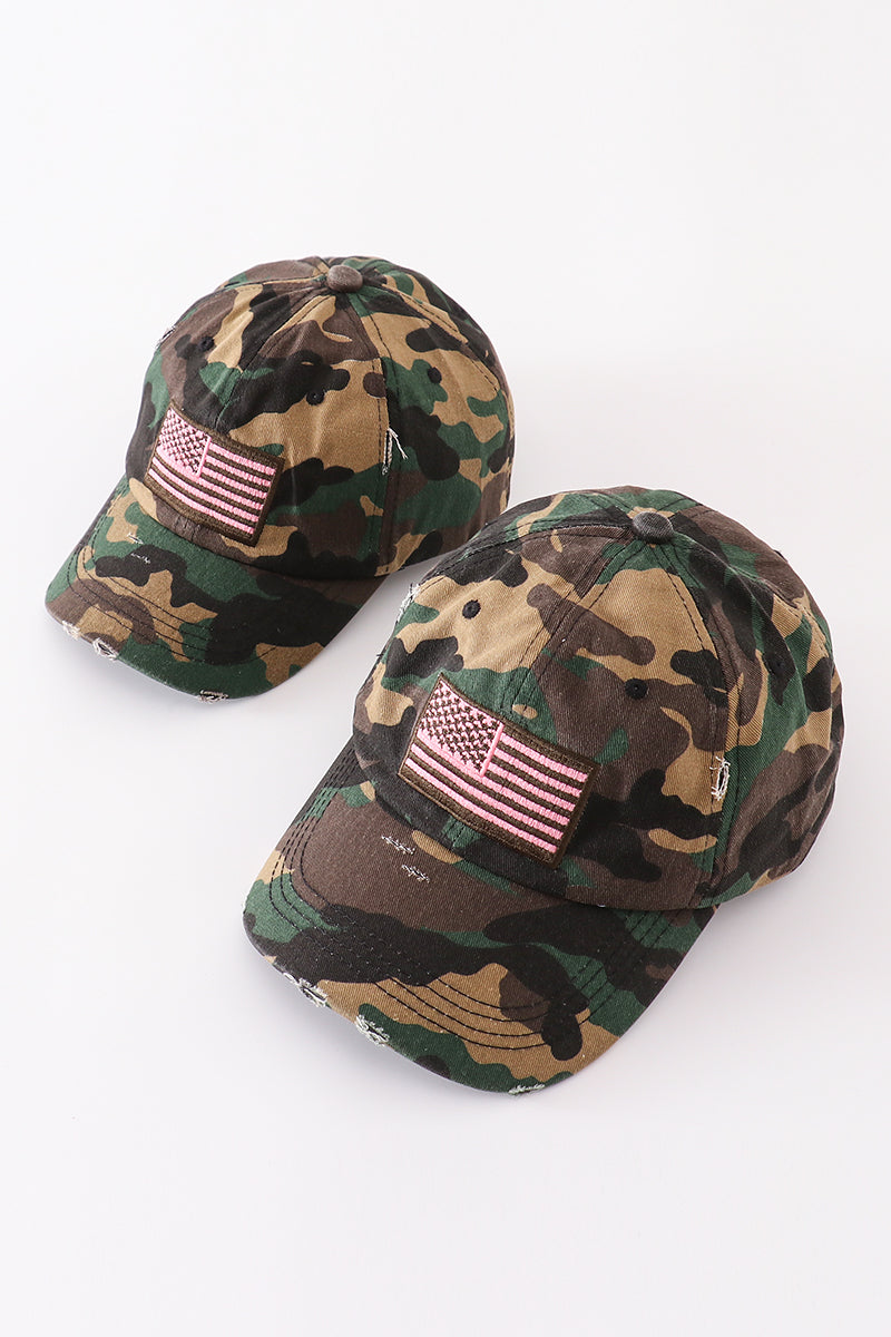 Camouflage Flag Vintage Hat Mom & Me