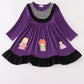 Purple Halloween Witch Applique Dress