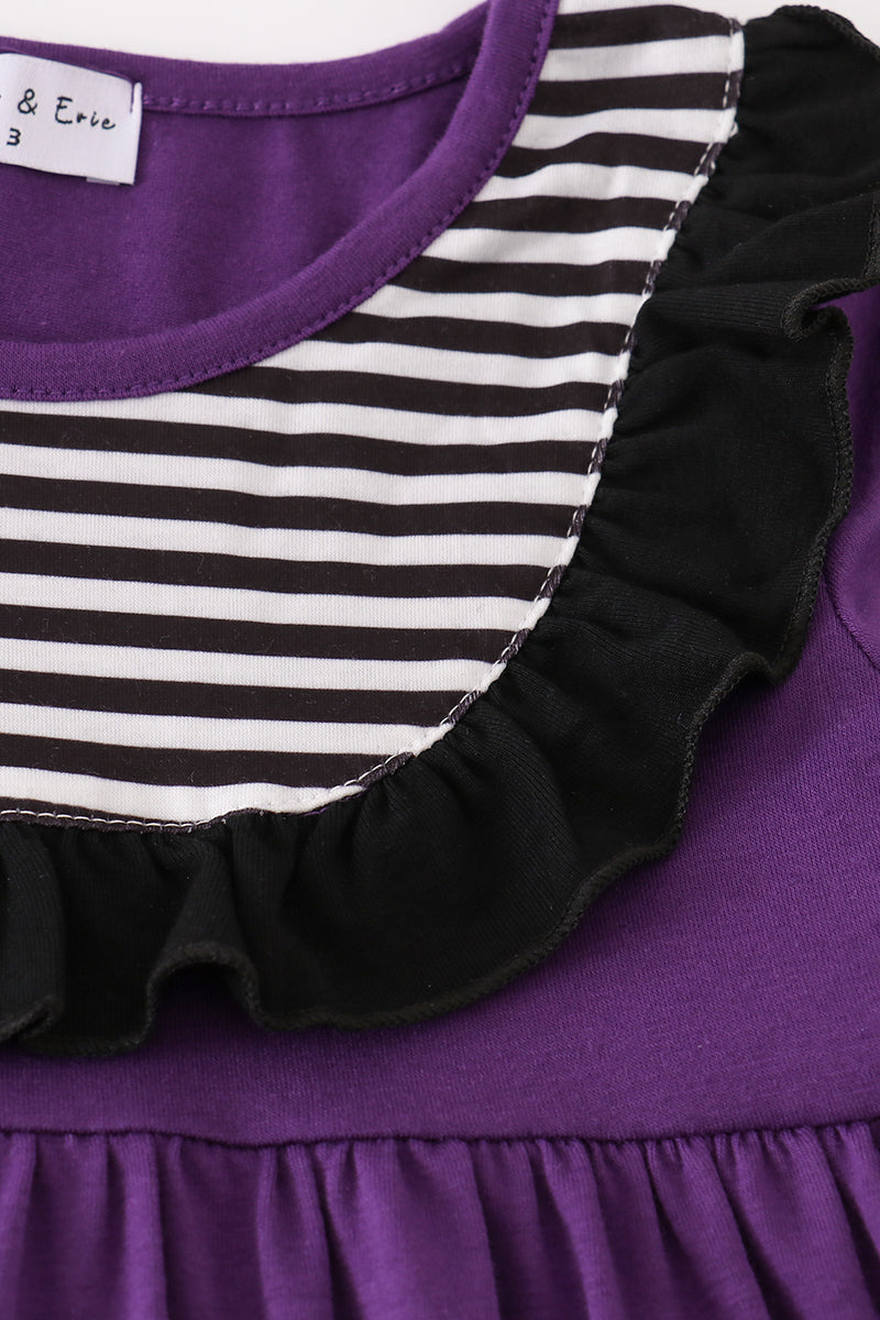 Purple Halloween Witch Applique Dress