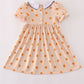 Khaki Embroidery Smocked Dress
