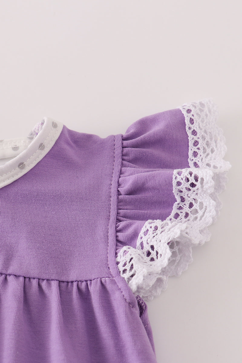 Purple Spider Embroidery Ruffle Bubble