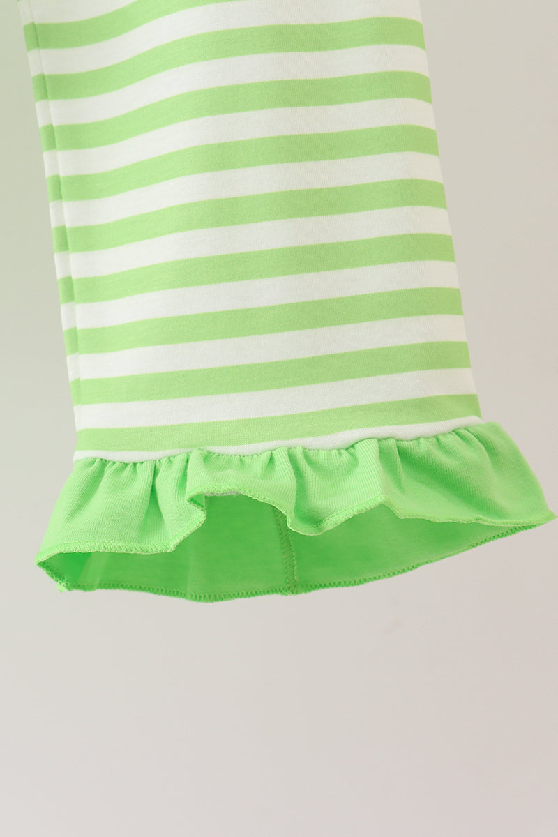 Green Grinch Embroidery Ruffle Pajamas Set