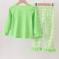 Green Grinch Embroidery Ruffle Pajamas Set