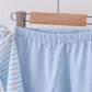 Blue Stripe Reindeer Applique Ruffle Pants Set