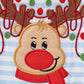 Blue Stripe Reindeer Applique Romper