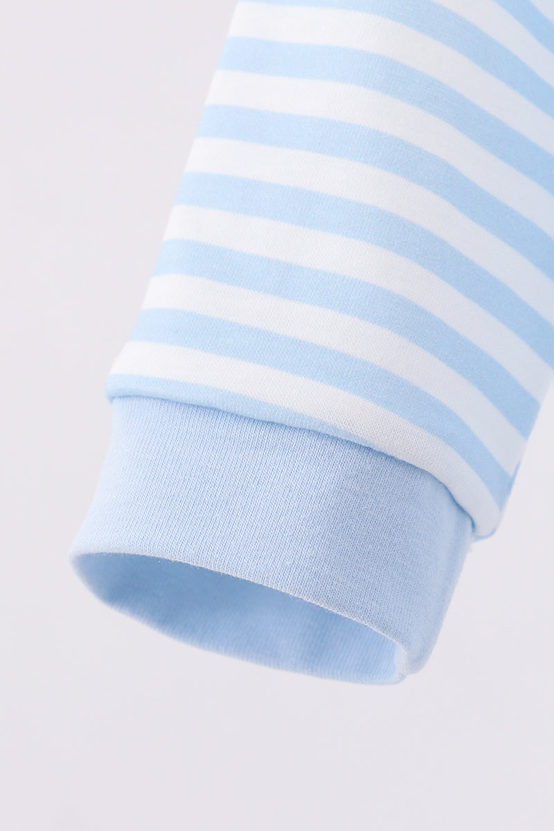Blue Stripe Reindeer Applique Romper