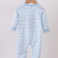 Blue Stripe Reindeer Applique Romper
