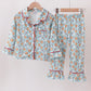 Santa Claus Cookie Print Ruffle Pajamas Set
