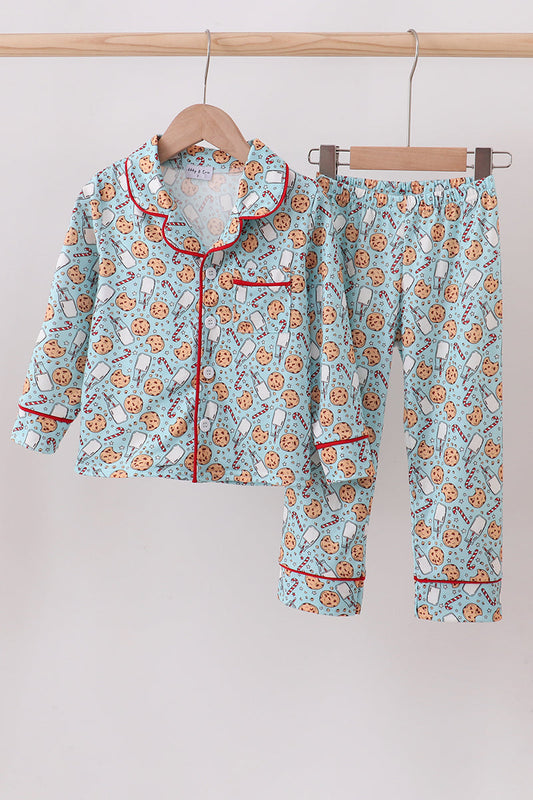 Santa Claus Cookie Print Pajamas Set