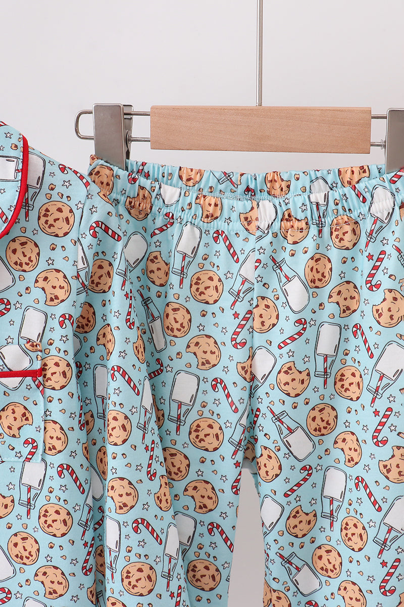 Santa Claus Cookie Print Pajamas Set
