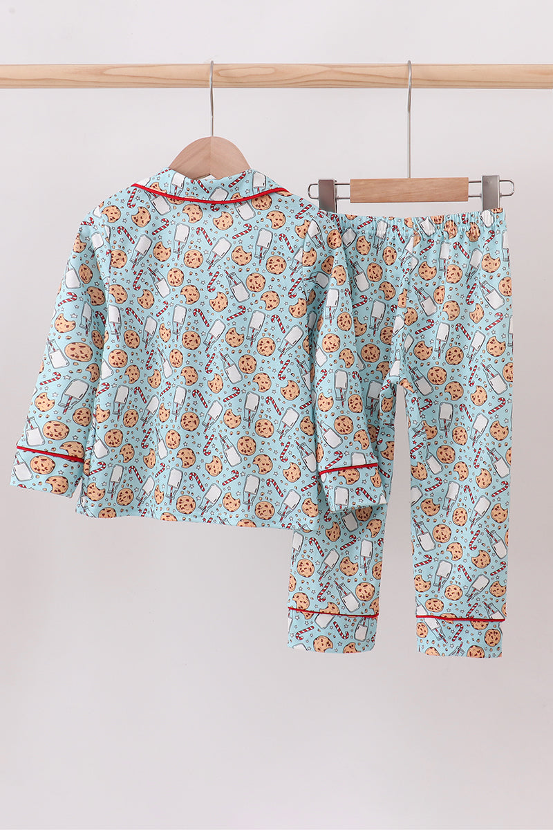 Santa Claus Cookie Print Pajamas Set