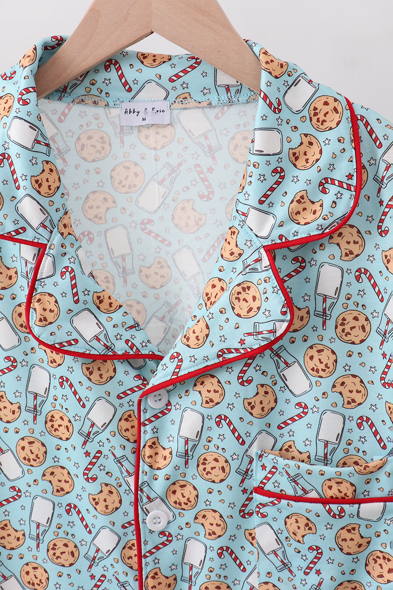 Santa Claus Cookie Print Adult Pajamas Set