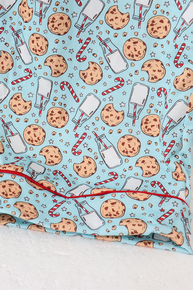 Santa Claus Cookie Print Adult Pajamas Set