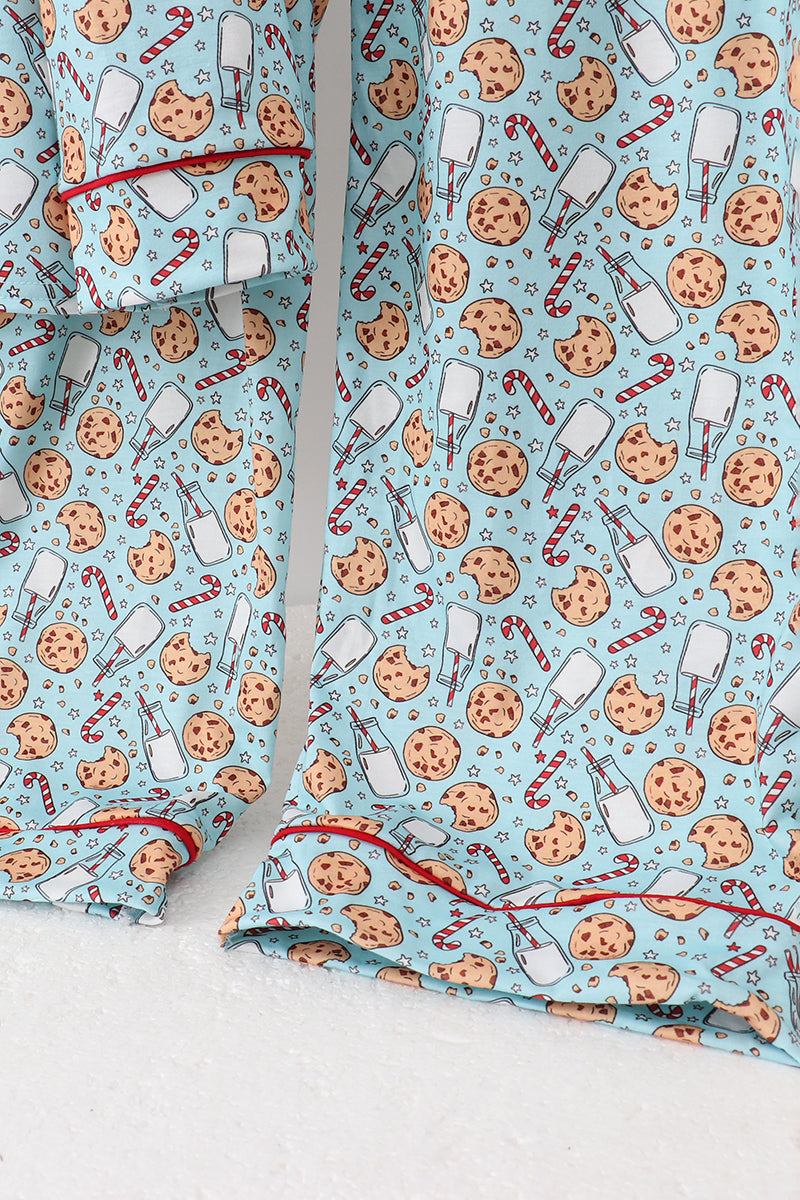 Santa Claus Cookie Print Adult Pajamas Set