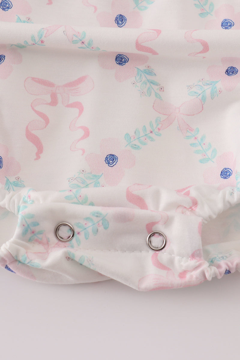 Pink Floral Bow Ruffle Bubble