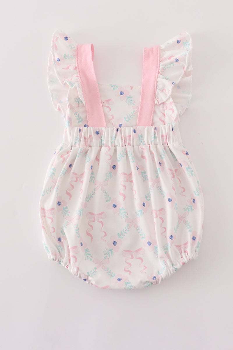 Pink Floral Bow Ruffle Bubble