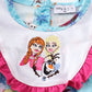 Blue Princess Embroidery Ruffle Bubble