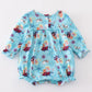 Blue Princess Embroidery Ruffle Bubble