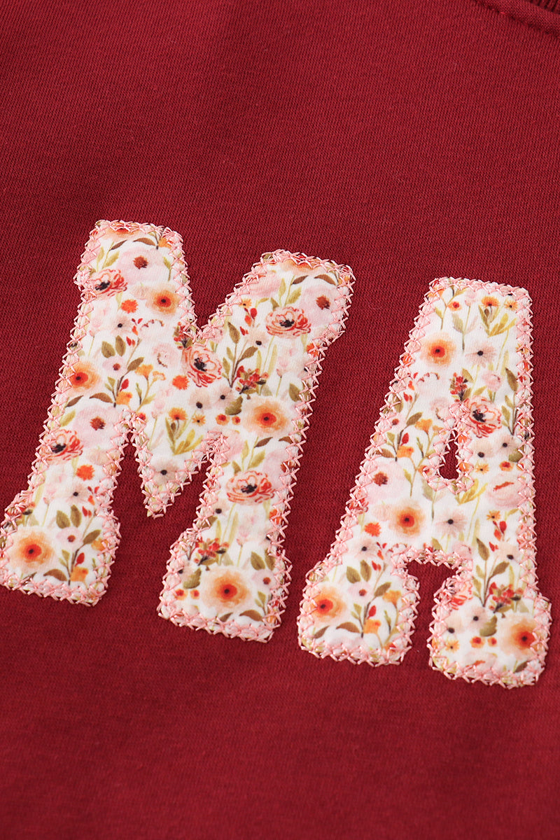 Maroon Mama&Mini Applique Fleece Mom&Me Sweatshirt