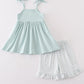 Blue Checkered Strap Girl Set