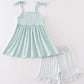Blue Checkered Strap Girl Set