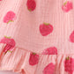 Pink Strawberry Print Muslin Girl Bloomer Set