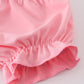 Pink Strawberry Print Muslin Girl Bloomer Set