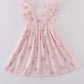 Pink Floral Print Muslin Girl Ruffle Dress