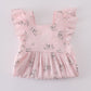 Pink Floral Print Muslin Girl Ruffle Dress
