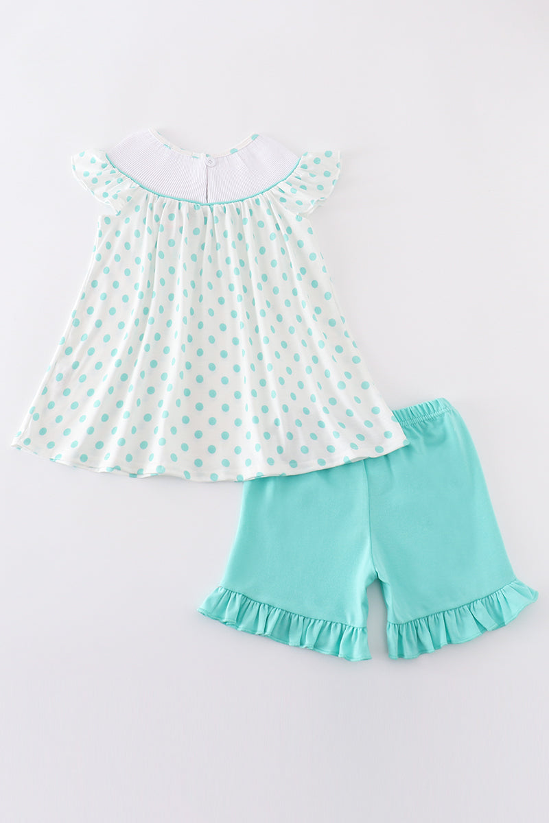 Dot Chicken Embroidery Smocked Set