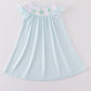 Blue Stripe Starfish Embroidery Smocked Dress