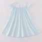 Blue Stripe Starfish Embroidery Smocked Dress