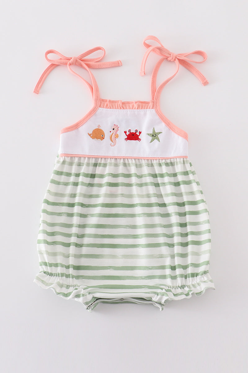 Marine Creature Embroidery Stripe Bubble