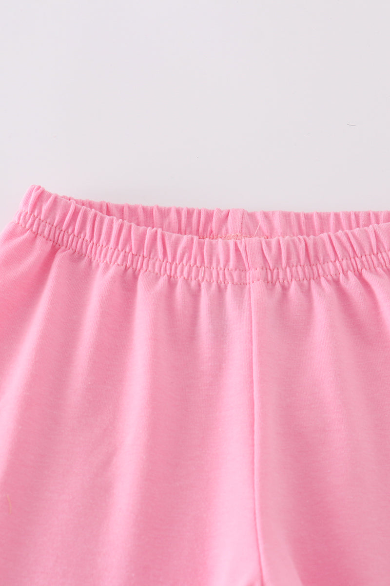 Pink Bunny Embroidery Gingham Set