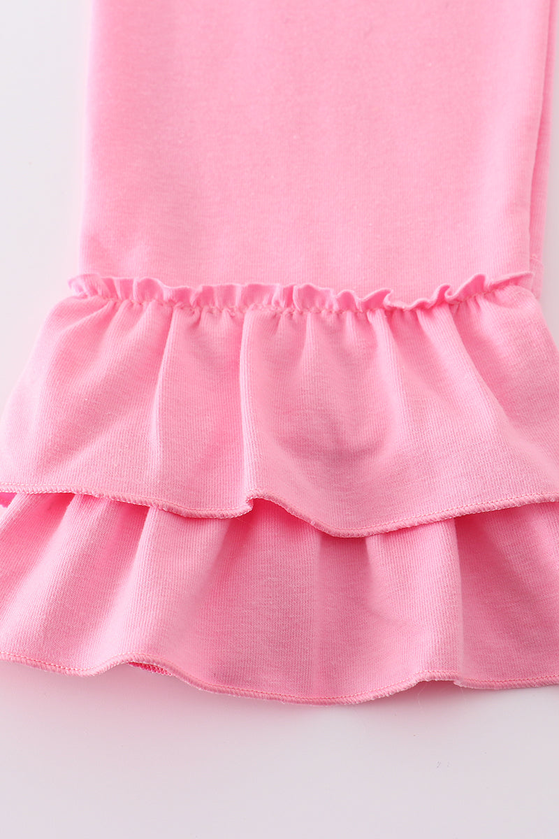 Pink Bunny Embroidery Gingham Set