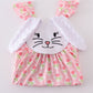 Pink Floral Bunny Applique Dress