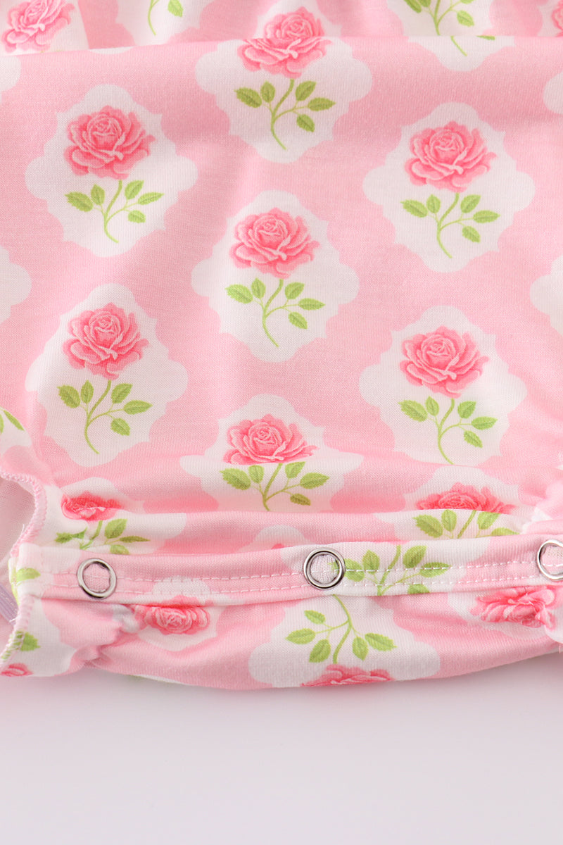 Pink Floral Bunny Applique Bubble