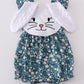 Green Floral Bunny Applique Bubble