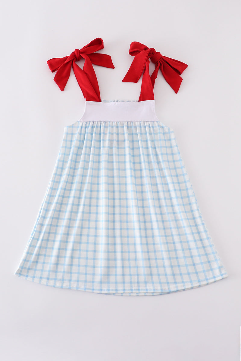 Blue Flag Embroidery Dress