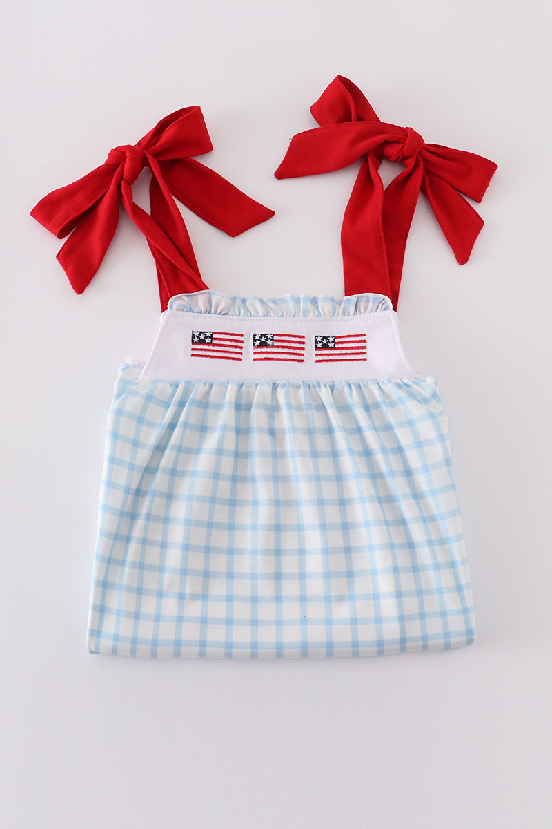 Blue Flag Embroidery Dress