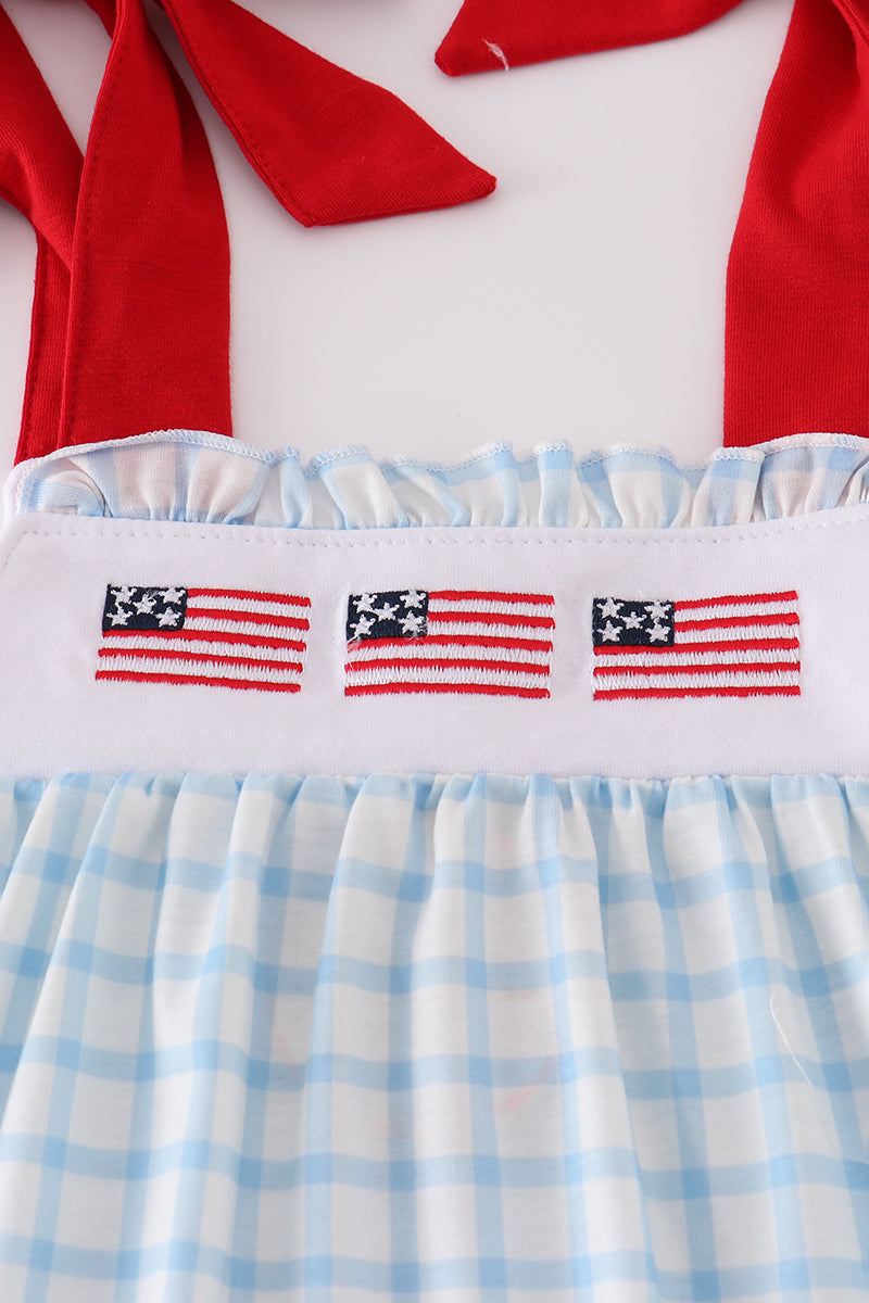 Blue Flag Embroidery Dress