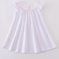 Pink Cross Embroider Smocked Dress