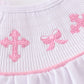 Pink Cross Embroider Smocked Bloomer Set