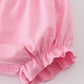 Pink Cross Embroider Smocked Bloomer Set