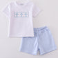 Blue Cross Embroider Smocked Set