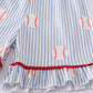 Blue Stripe Baseball Girl Pajamas Set