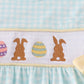 Blue Bunny Embroidery Smocked Set