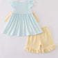 Blue Bunny Embroidery Smocked Set